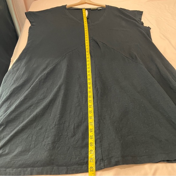 Zim & Zoe Black 100% Cotton V Neck Lounge Dress Pockets Keyhole‎ Lagenlook - Picture 14 of 15